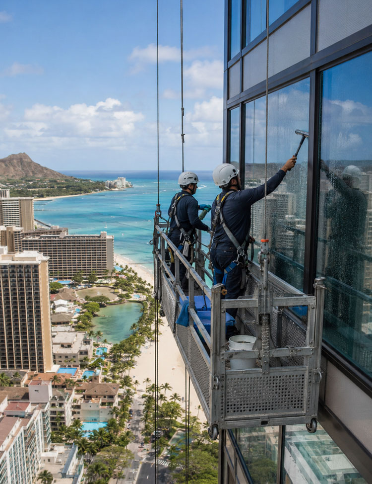 High-rise window cleaning in Waikiki