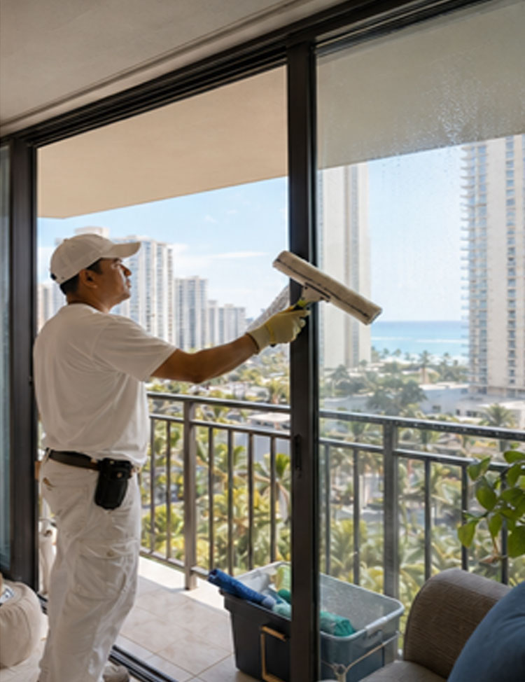 Lanai glass cleaning in Waikiki